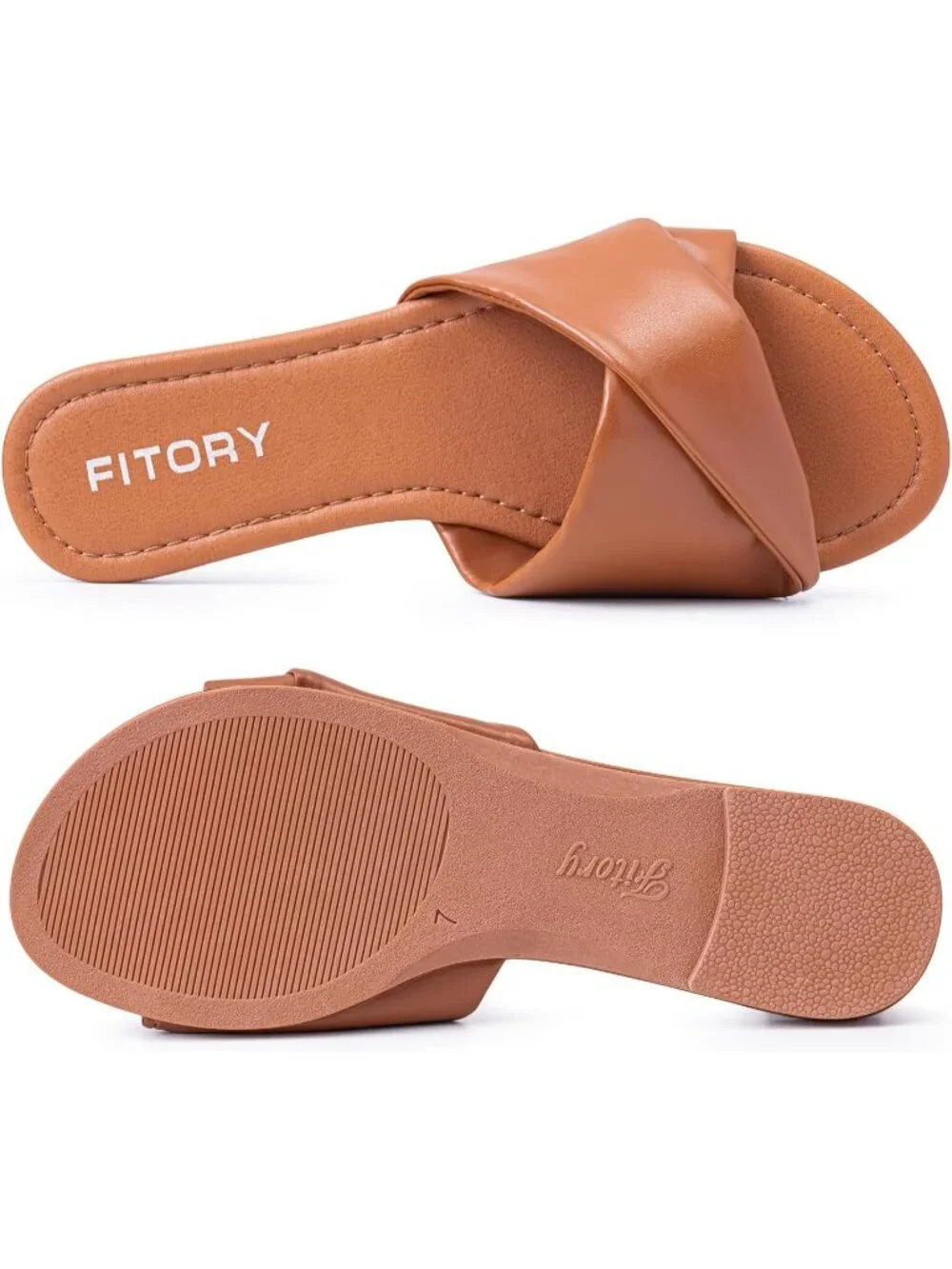 Women's Dark Brown Flat Sandals Fashion Slides With Soft Leather Slippers Casual